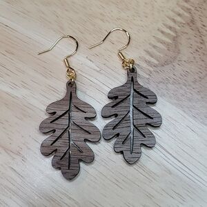 Leaf Shaped Wooden Earrings